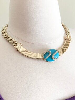 Retro 14kt Gold Plated Snake Pendant Necklace